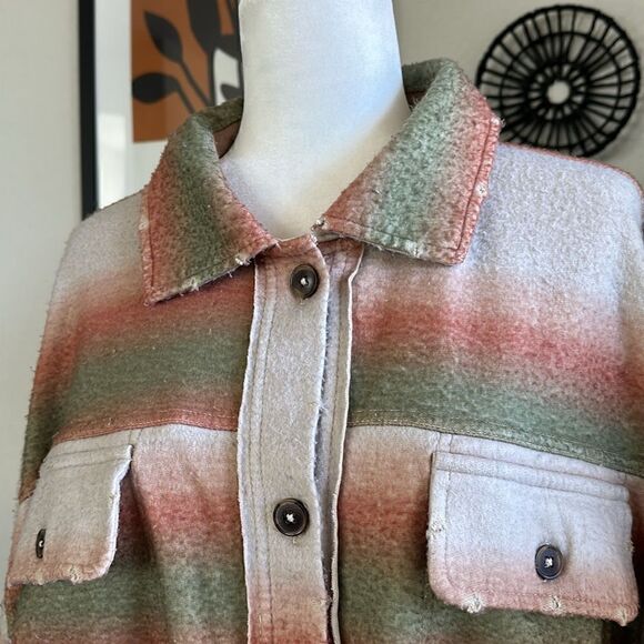 NWT Free People Ruby Shacket Jacket Distressed Oversized L Elbow Patches Cozy - Picture 6 of 13